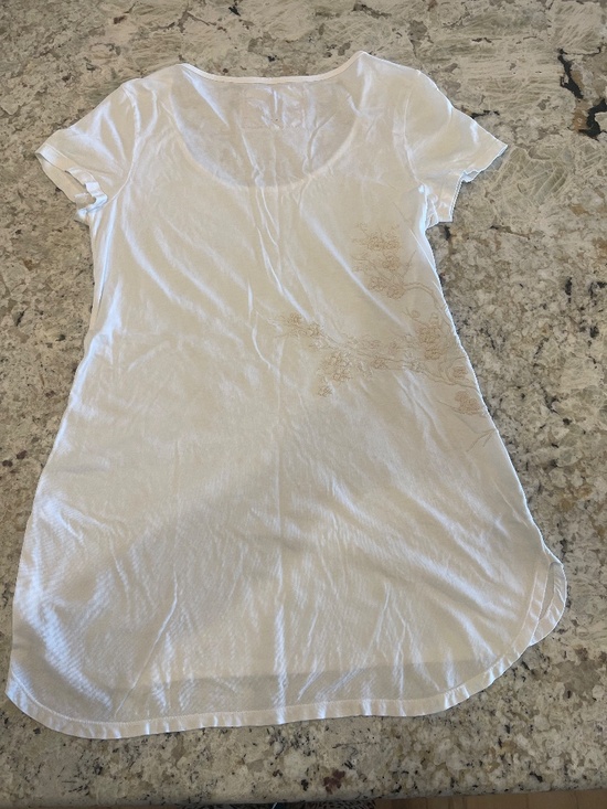 JW Los Angeles Johnny Was Cream Embroidered Floral Short Sleeve T-Shirt Medium - Picture 4 of 6